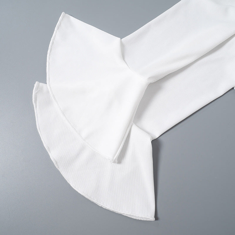 Women's Fall/Winter Bell Bottom Sleeve Lace-Up Slim Fashion Dress 11