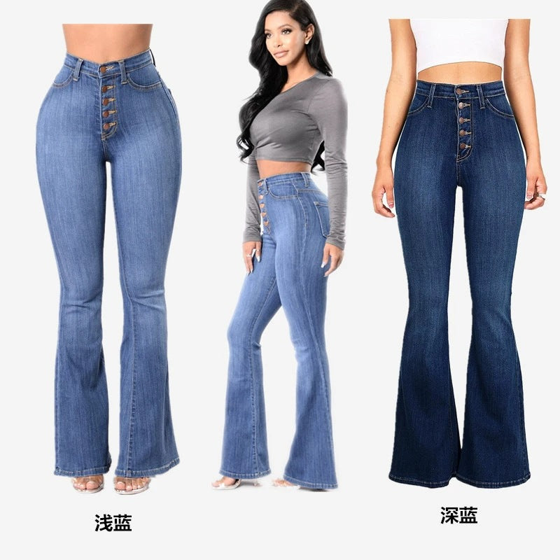 Women Denim Bell Bottom Pants 4