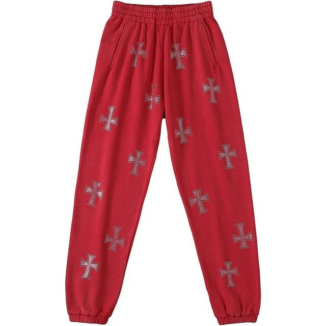 Women Autumn Loose Cross Beaded Zipper Hoodies 12