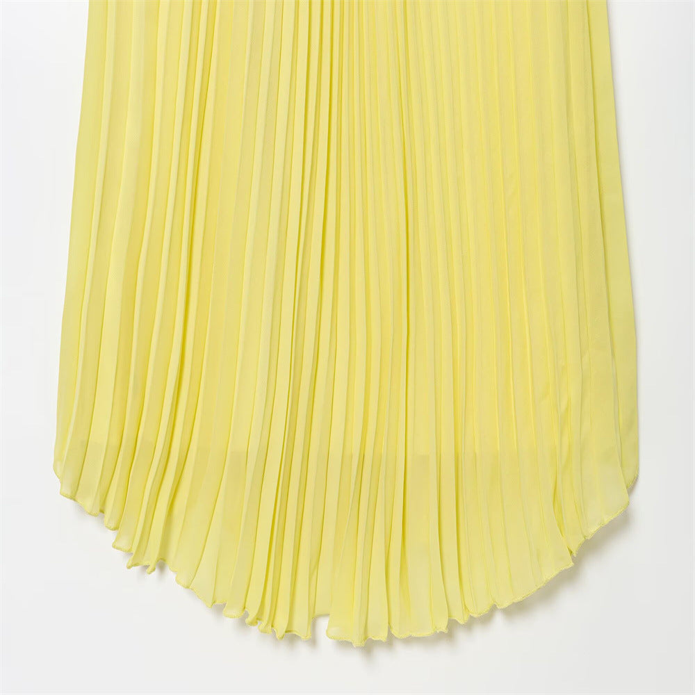 Women summer sleeveless strapless top pleated skirt two-piece set 19