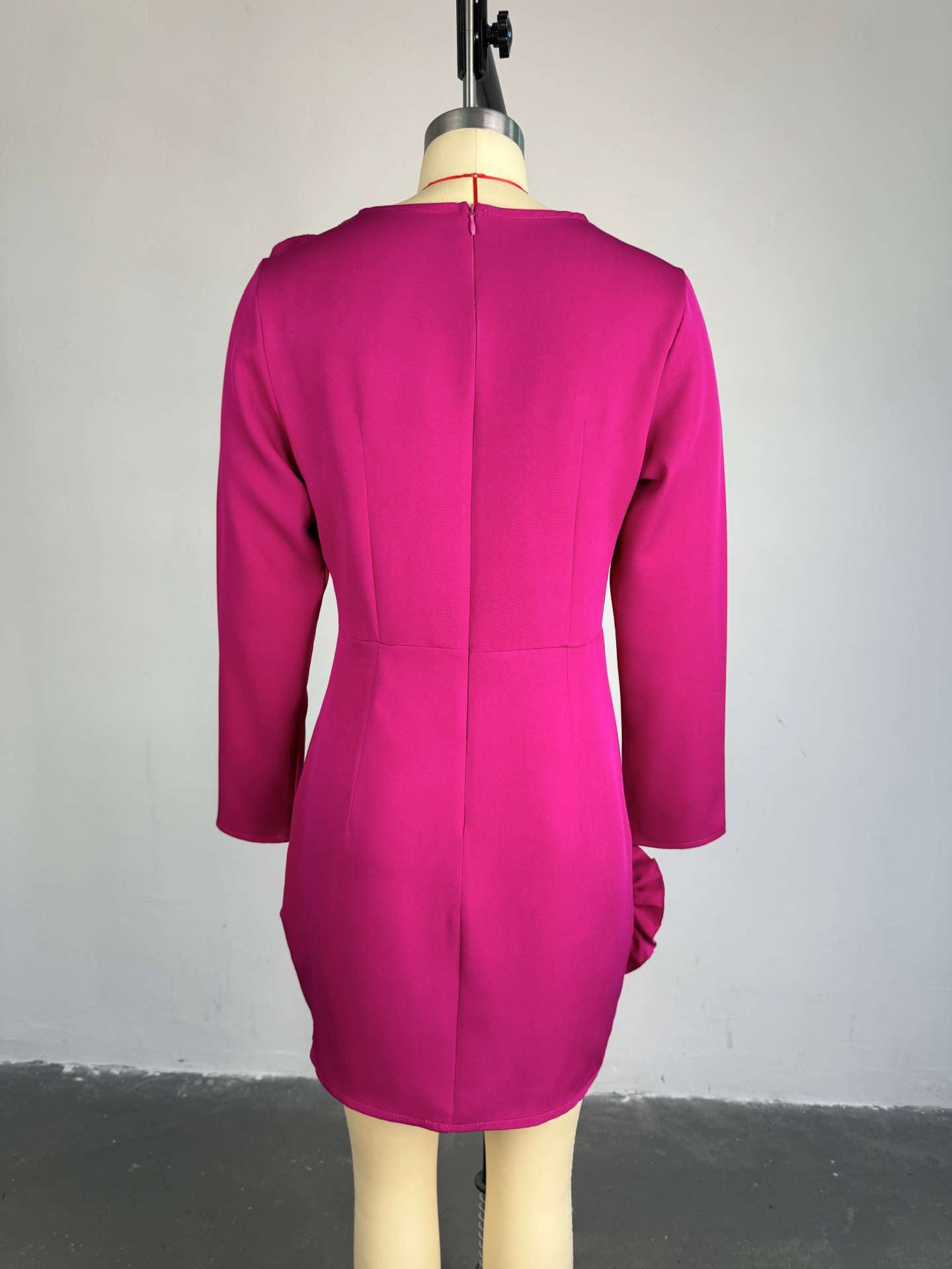 Women Autumn Elegant Square Neck Large Flower Long Sleeve Dress 4