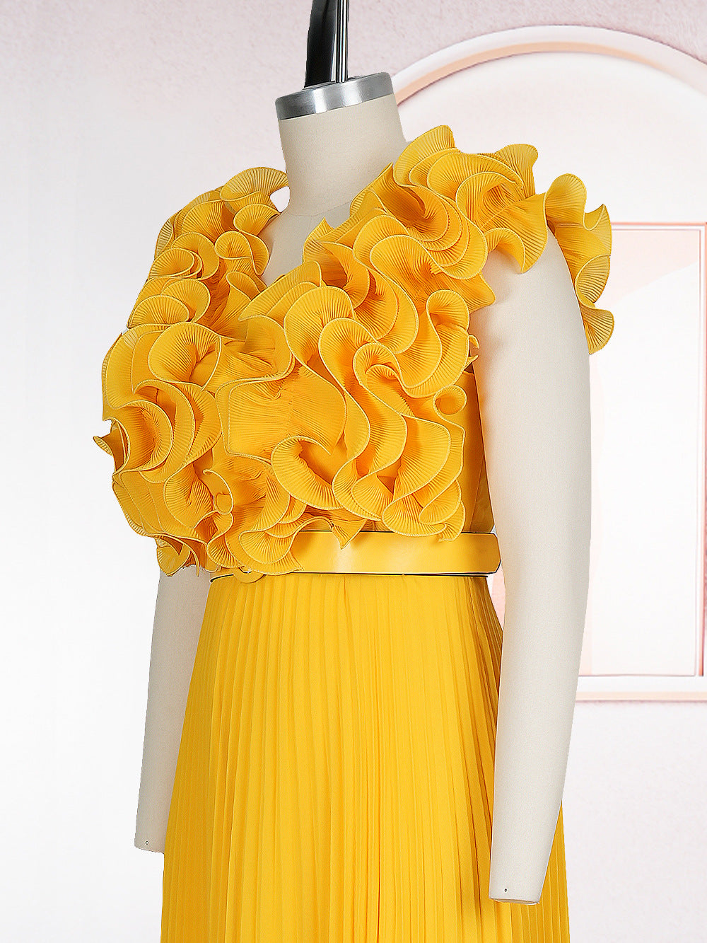 Women's African Plus Size Floral Sleeveless High Waist Pleated Gown Chic Dress 14