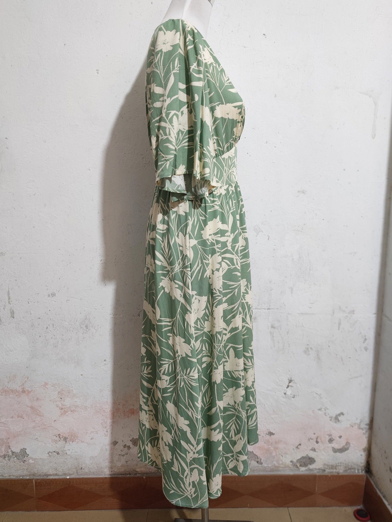 Women Printed V-Neck Short Sleeve Bohemian Holidays Beach Dress 6