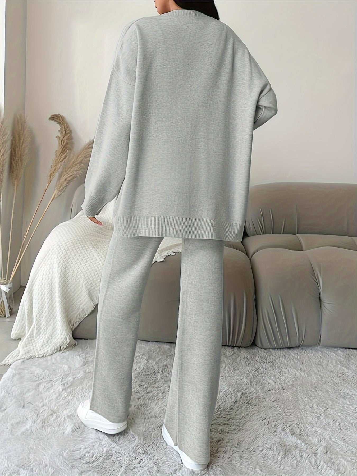 Autumn And Winter Women's Knitting Cardigan Fashion Casual Pants Two Piece Set