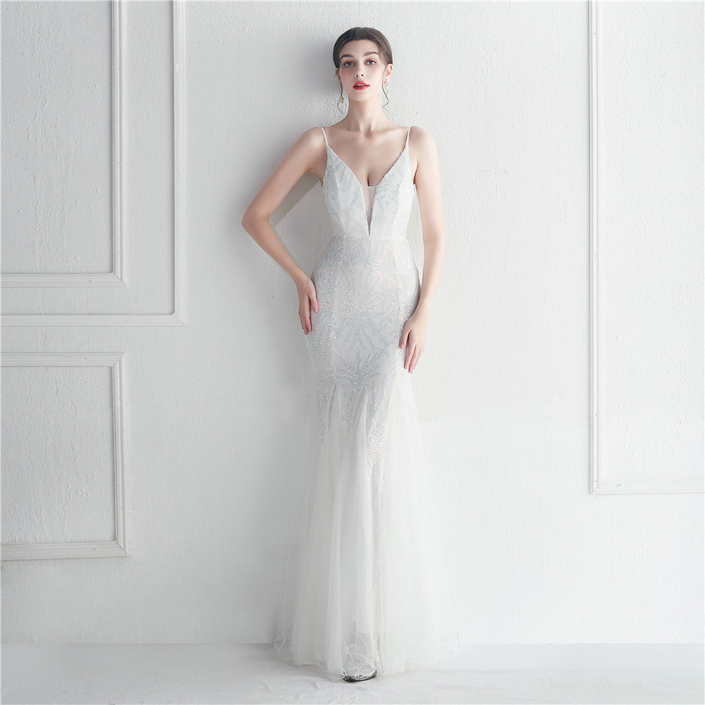 Mesh beaded sequin dress event exhibition long evening dress 11