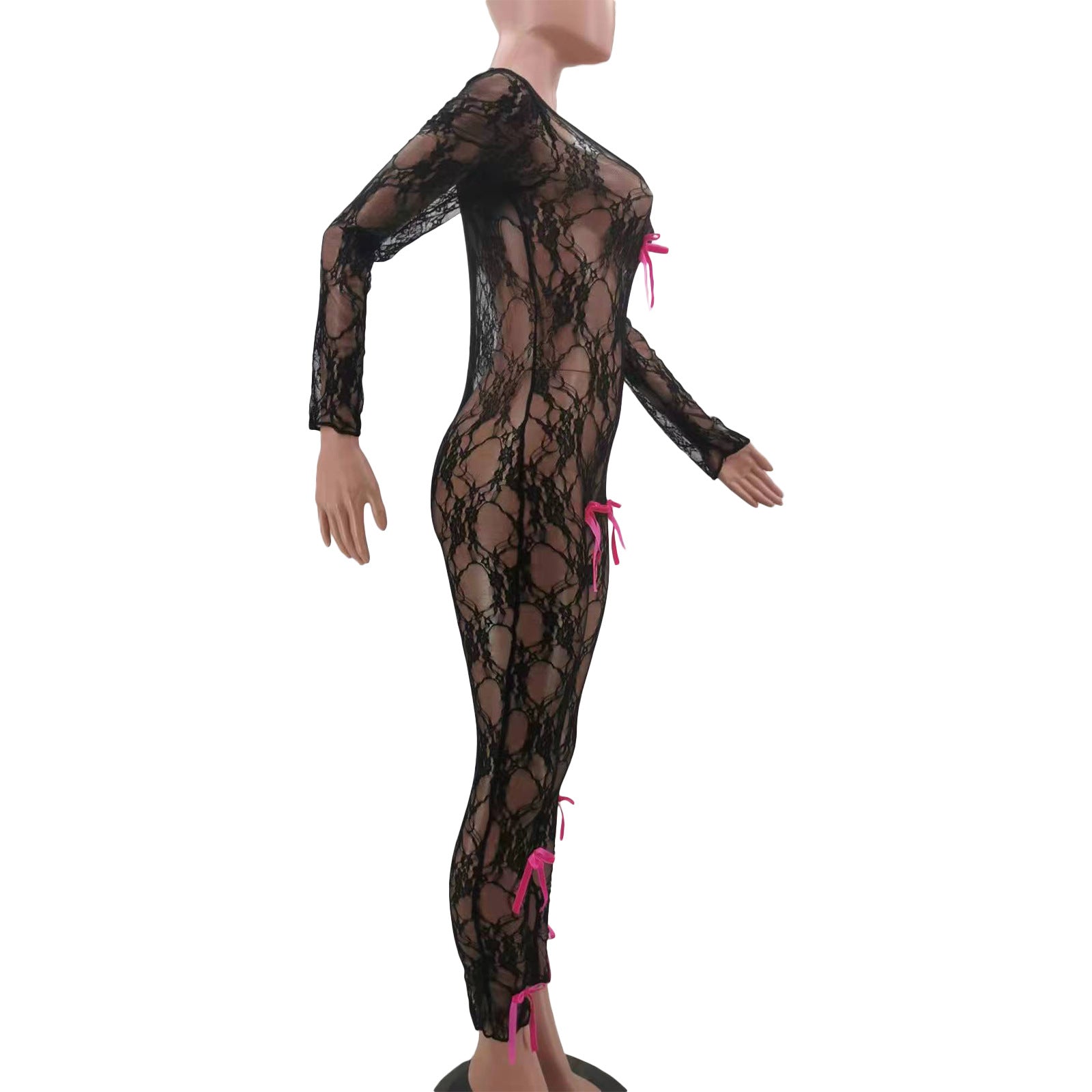 Women's Clothing Sexy Bow Lace Jumpsuit 15