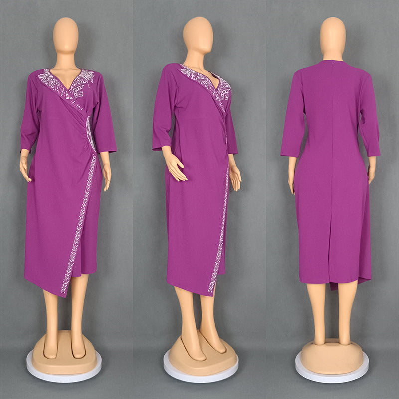 Plus Size African Style Beaded Party Evening Dress 12