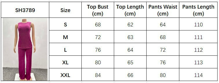 Summer Fashion Sleeveless Top Wide Leg Trousers Two-Piece African Suit Women's Wear 10