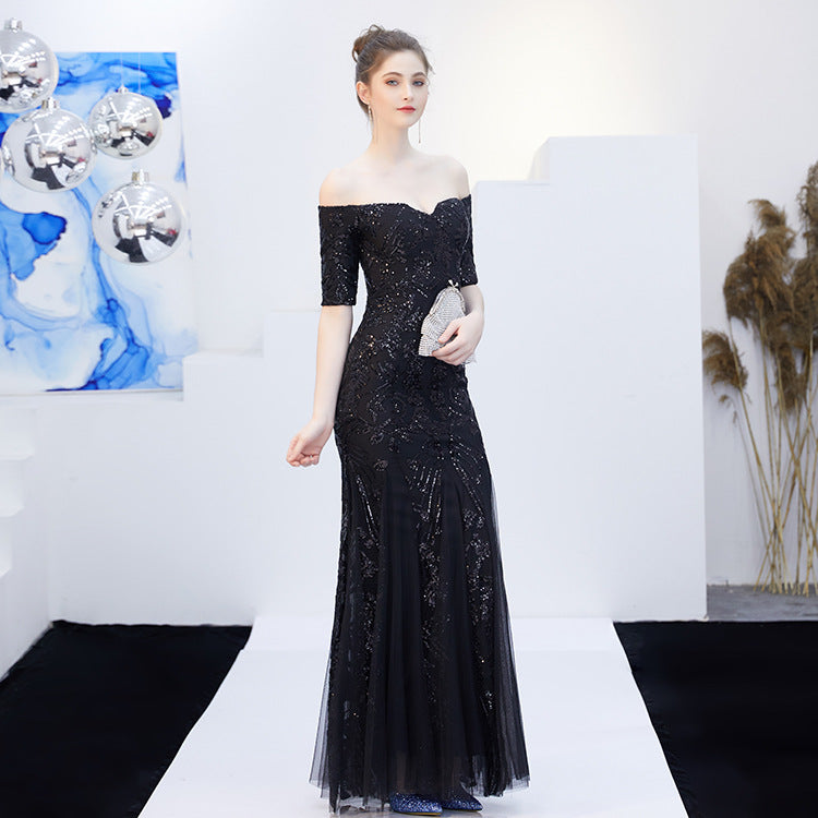 Elegant Spring Off-Shoulder Fishtail Long Party Dress for Women 5