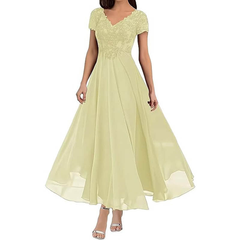 Plus Size Women V-neck Chiffon Formal Party evening dress（Processing time need 3-6 days） 3