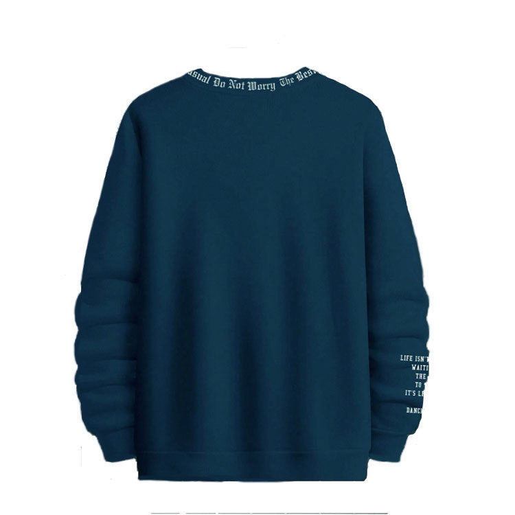 Men's Solid Color Outdoor Fitness Casual Fashion Printed Pullover Top 17