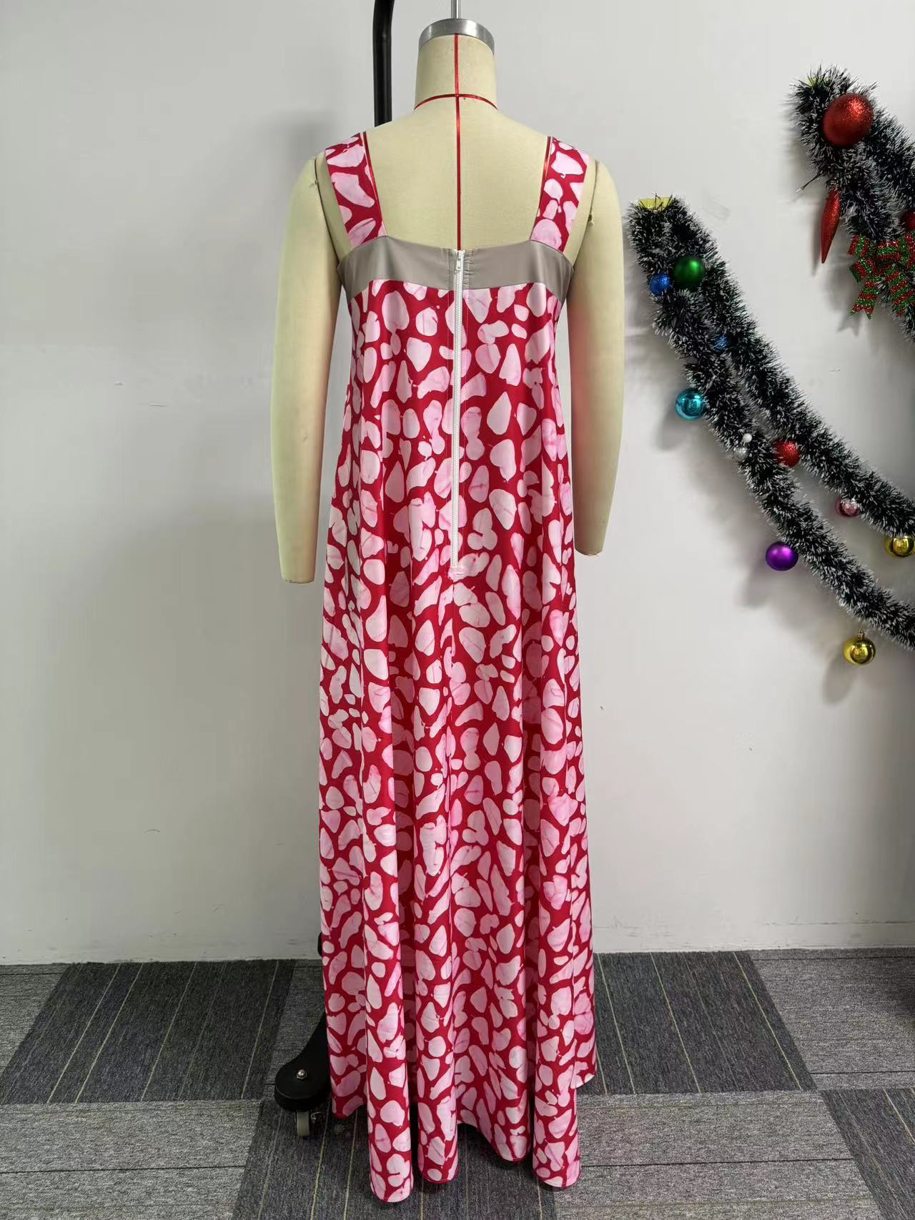 Strap Multi-Color Print Loose Maxi Dress 11