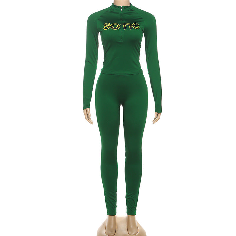 Women Fall Casual Printed Long-Sleeved Top and Pants Two-Piece Set 15