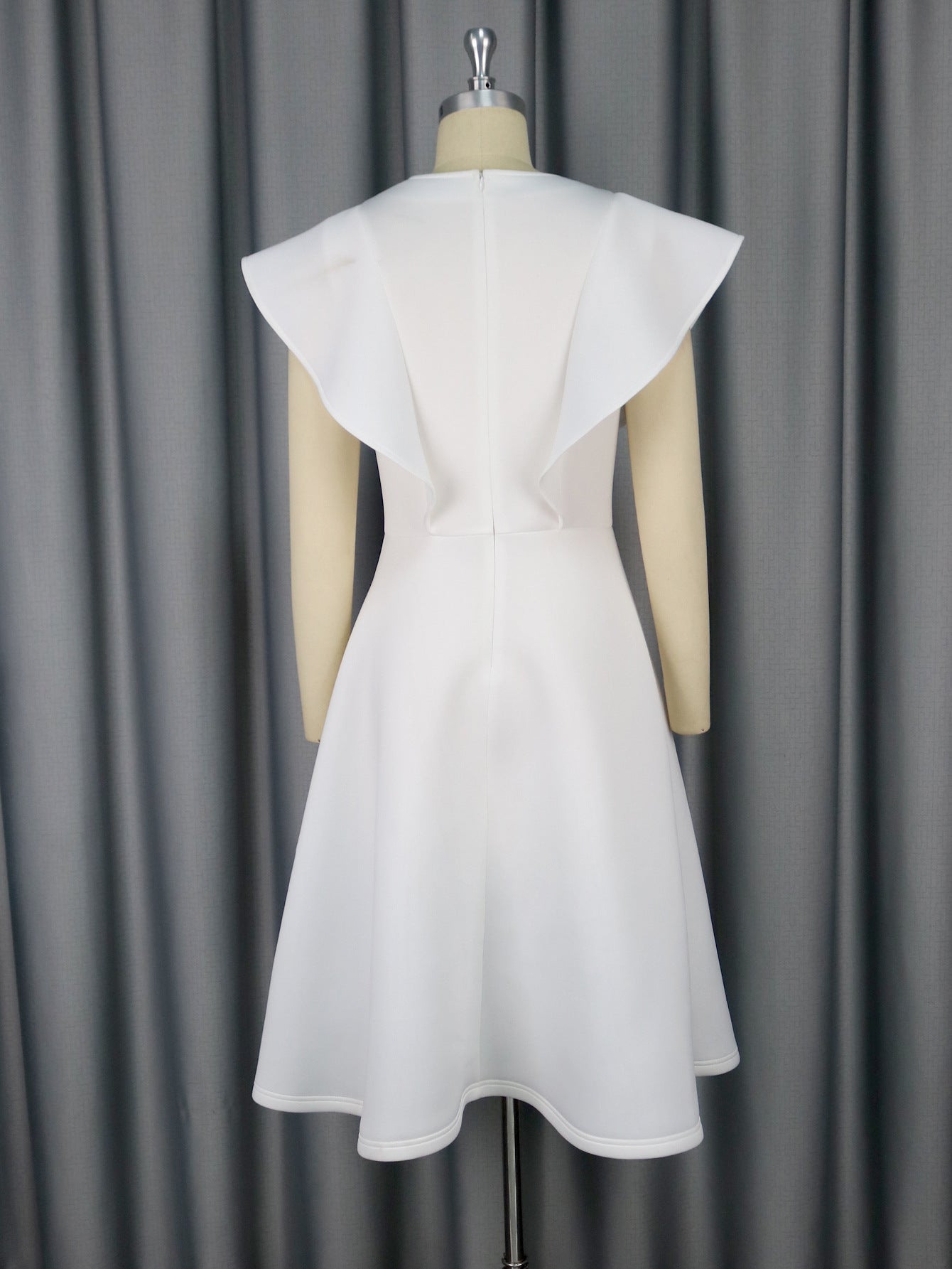 Women Summer Round Neck Bow Cape Sleeve Dress 7