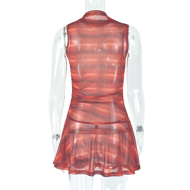 Fashion Women's Plaid Print Dress 8