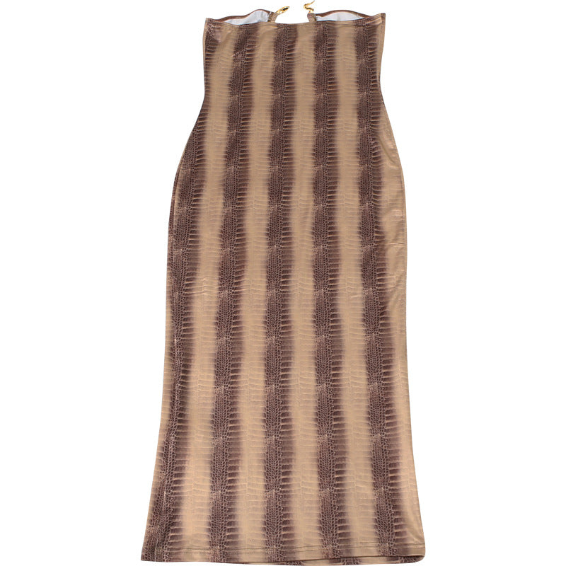 Spring/Summer Women's Sexy Sleeveless Strapless Fashion-Print Bodycon Long Dress 10