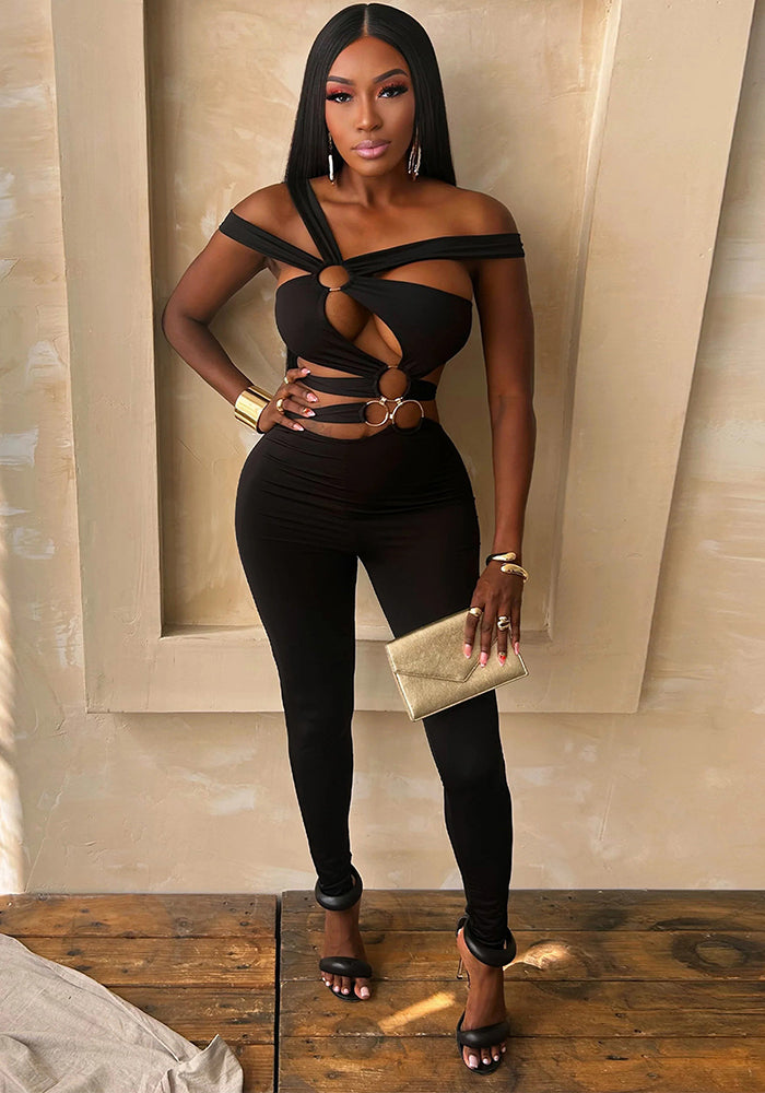 Women's Sleeveless Sexy Hollow Irregular Jumpsuit