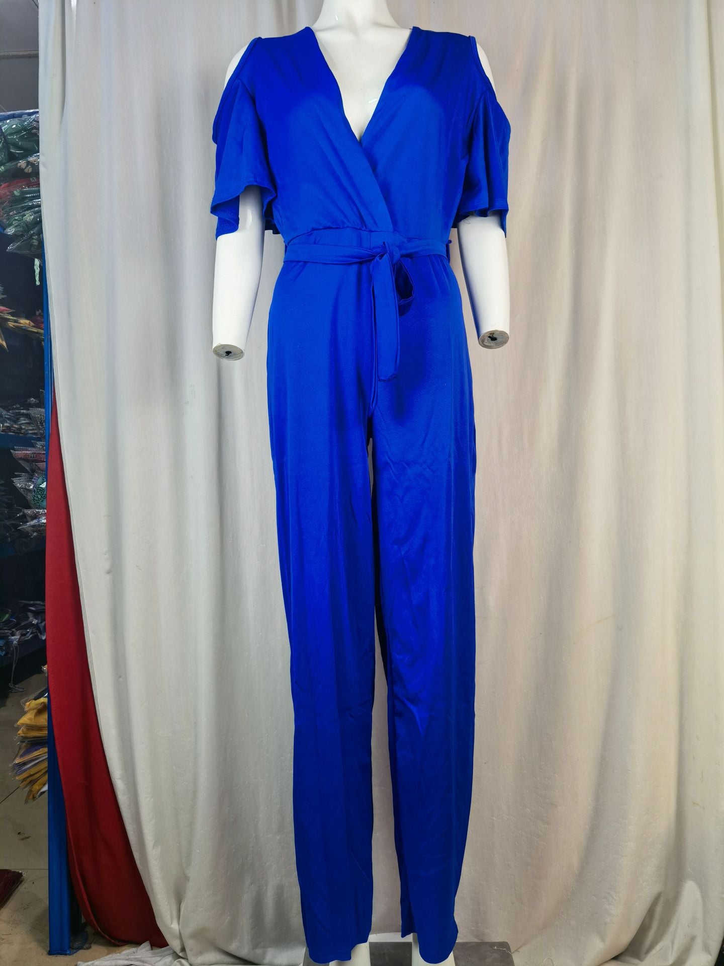 Women Cut Out Short Sleeve Wide Leg Jumpsuit with Belt 23