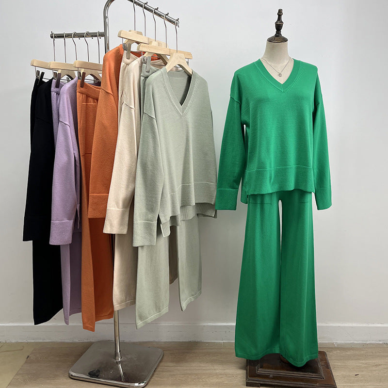 Women Autumn and Winter Loose Casual Sweater and Pant Two-piece Set 21