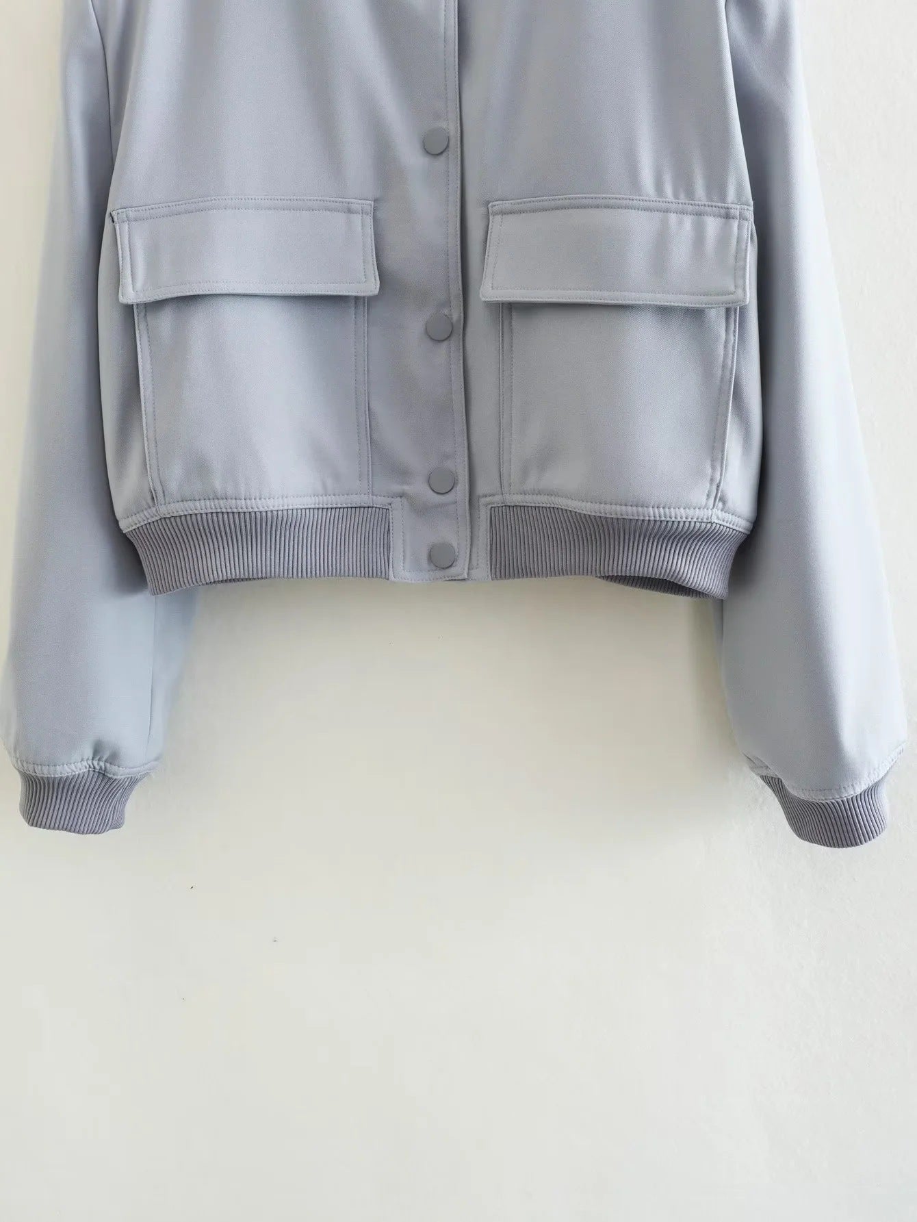 Women's Bomber Jacket Spring and Autumn Pocket Long Sleeve Casual Single Breasted Coat 80