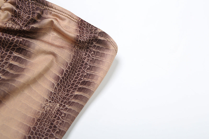 Spring/Summer Women's Sexy Sleeveless Strapless Fashion-Print Bodycon Long Dress 14