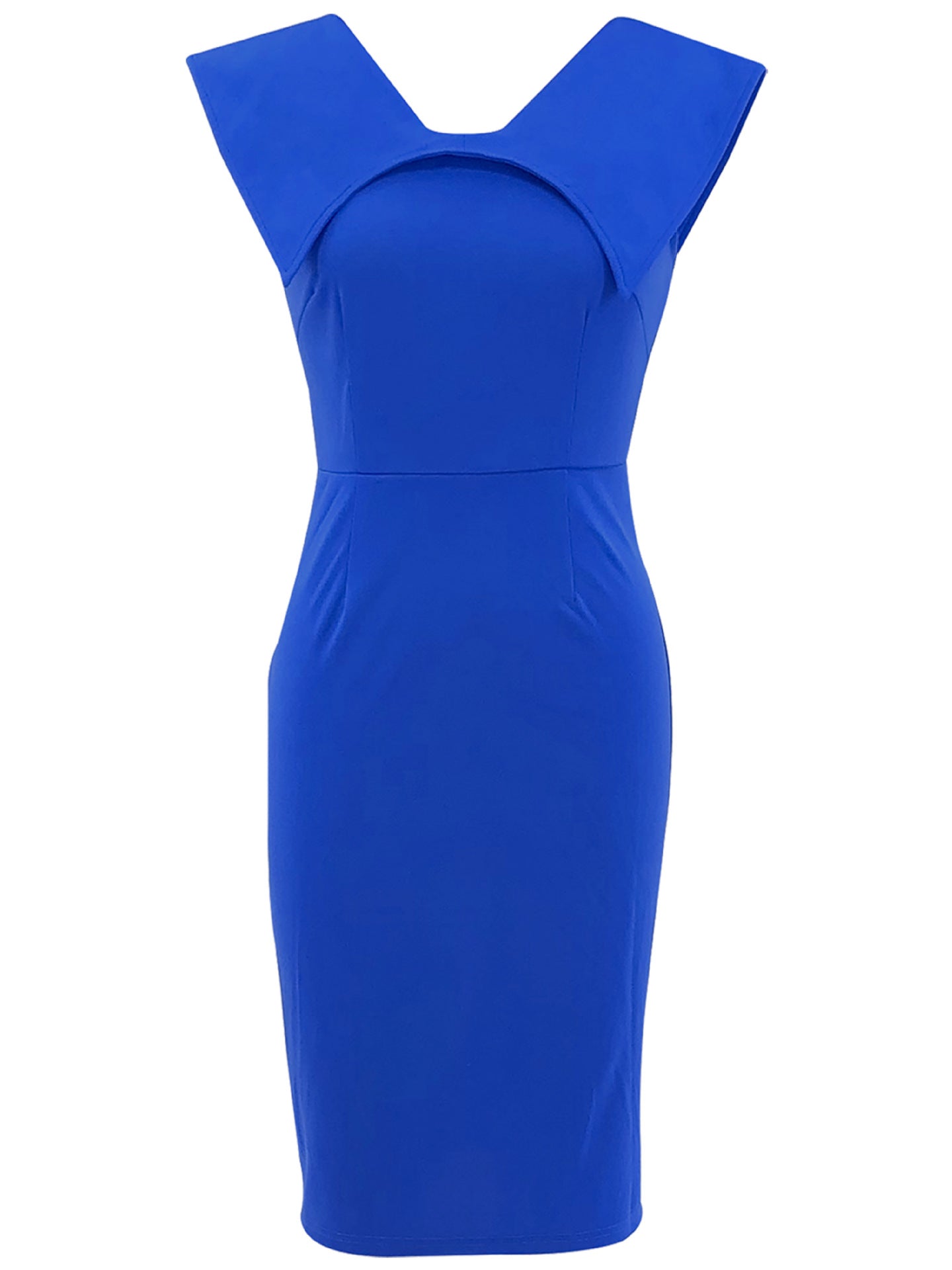 Women's Sleeveless Square Neck Zipper Slit Office Dress 19