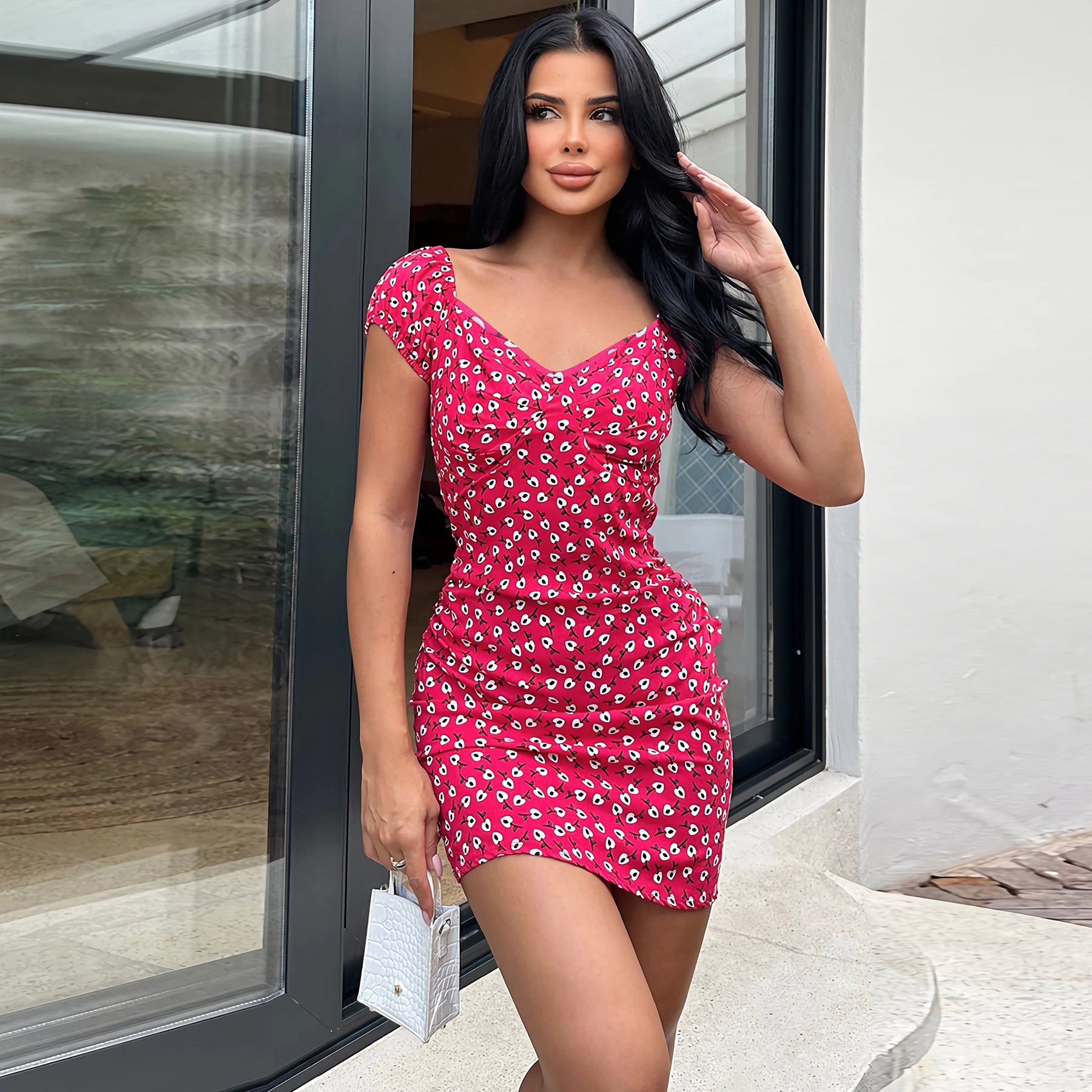 Women Summer Chic V-Neck Floral Dress