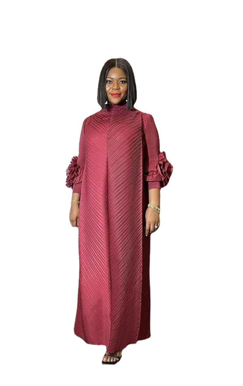 Solid Color Long Sleeve Chic Plus Size Women's Loose Dress 13