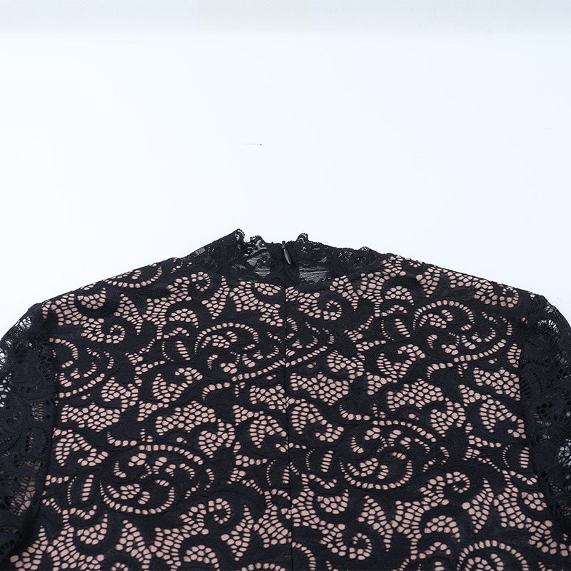 Women Fall Sexy Lace Long-Sleeved Bodycon Dress 14