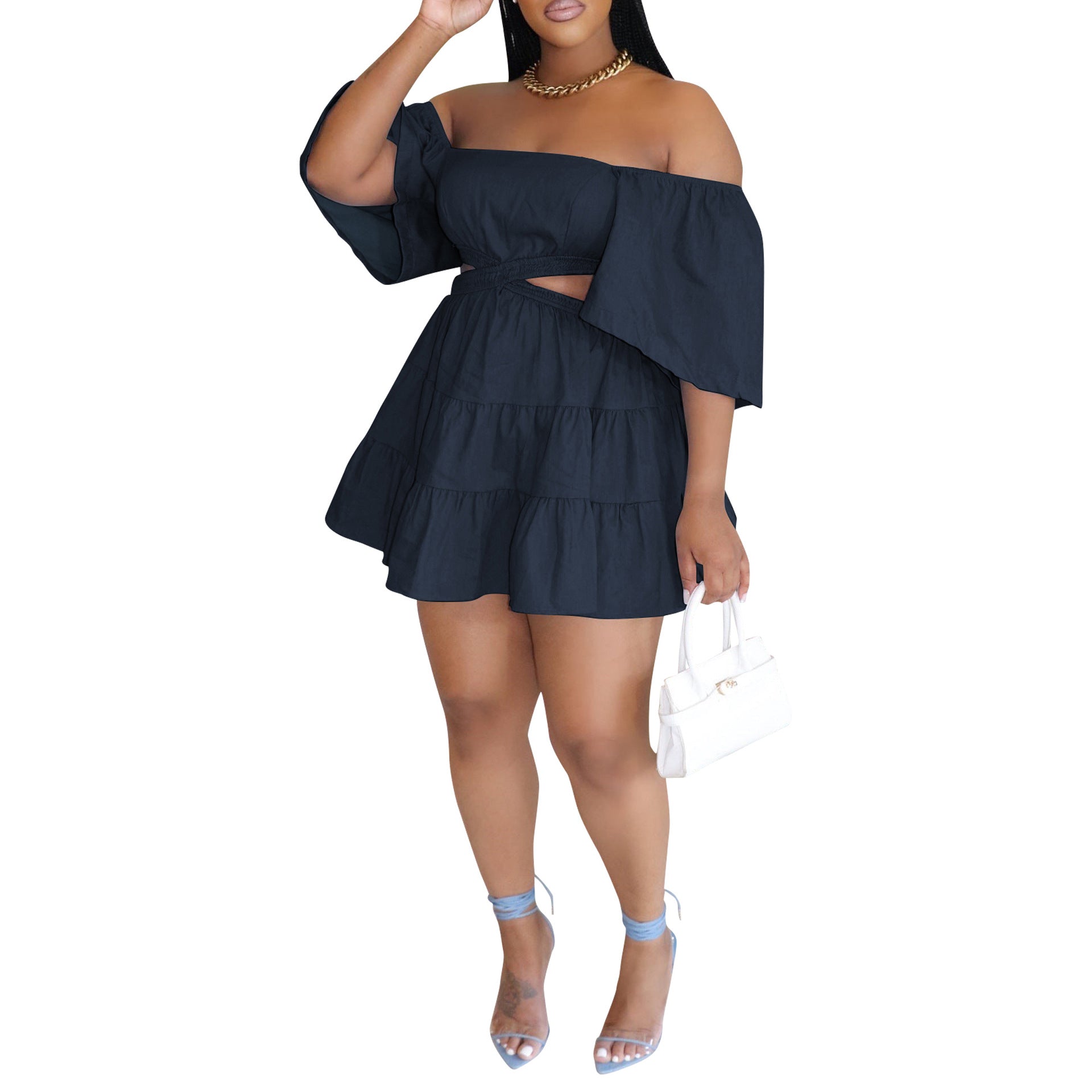 Women's Summer Off Shoulder Ruffles Casual Dress 8