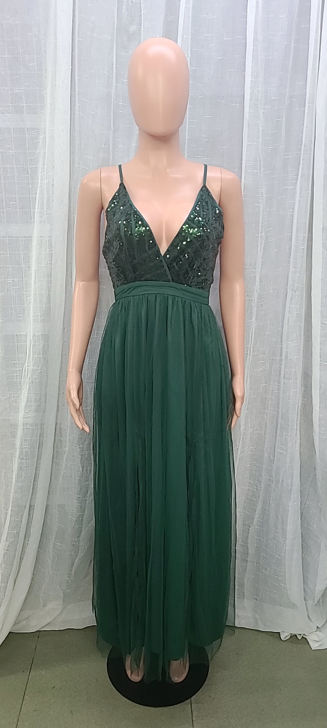 Women Clothes Summer Solid Sexy Strap Sequins Backless Slit Evening Dress 24