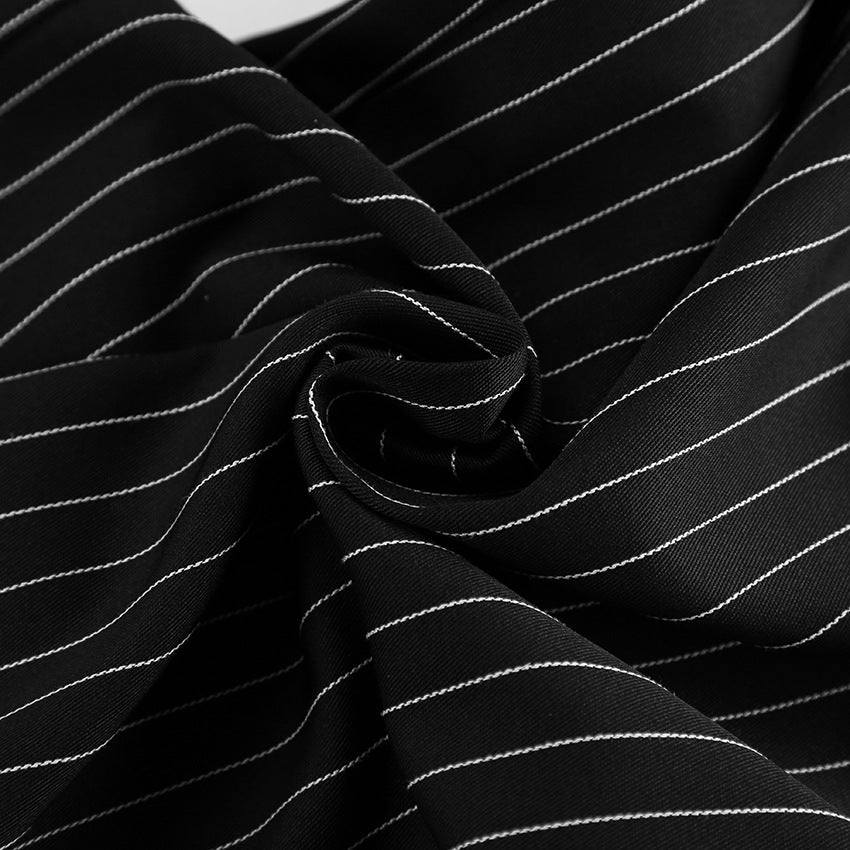 Summer Black And White Striped Chic Career Sleeveless Vest Pants Fashion Two-Piece Set 22