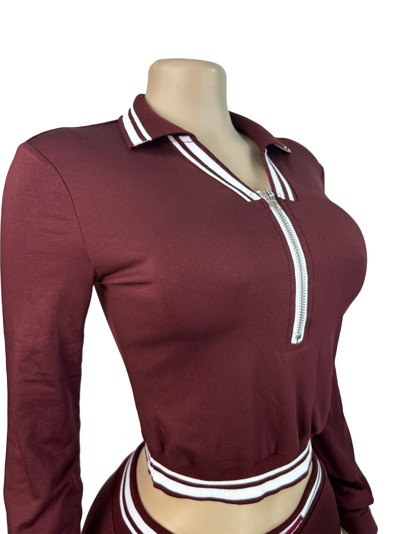 Women Turndown Collar Half-Zip Top and Drawstring Wide-Leg Pants Casual Athletic Two-Piece Set 10