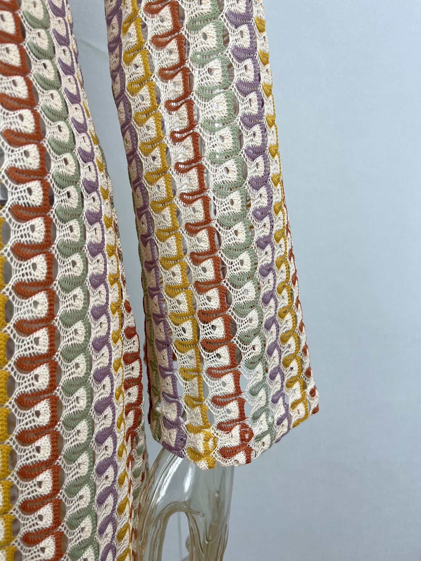 Women Contrast Color Lace Hollow Slit Maxi Dress 27