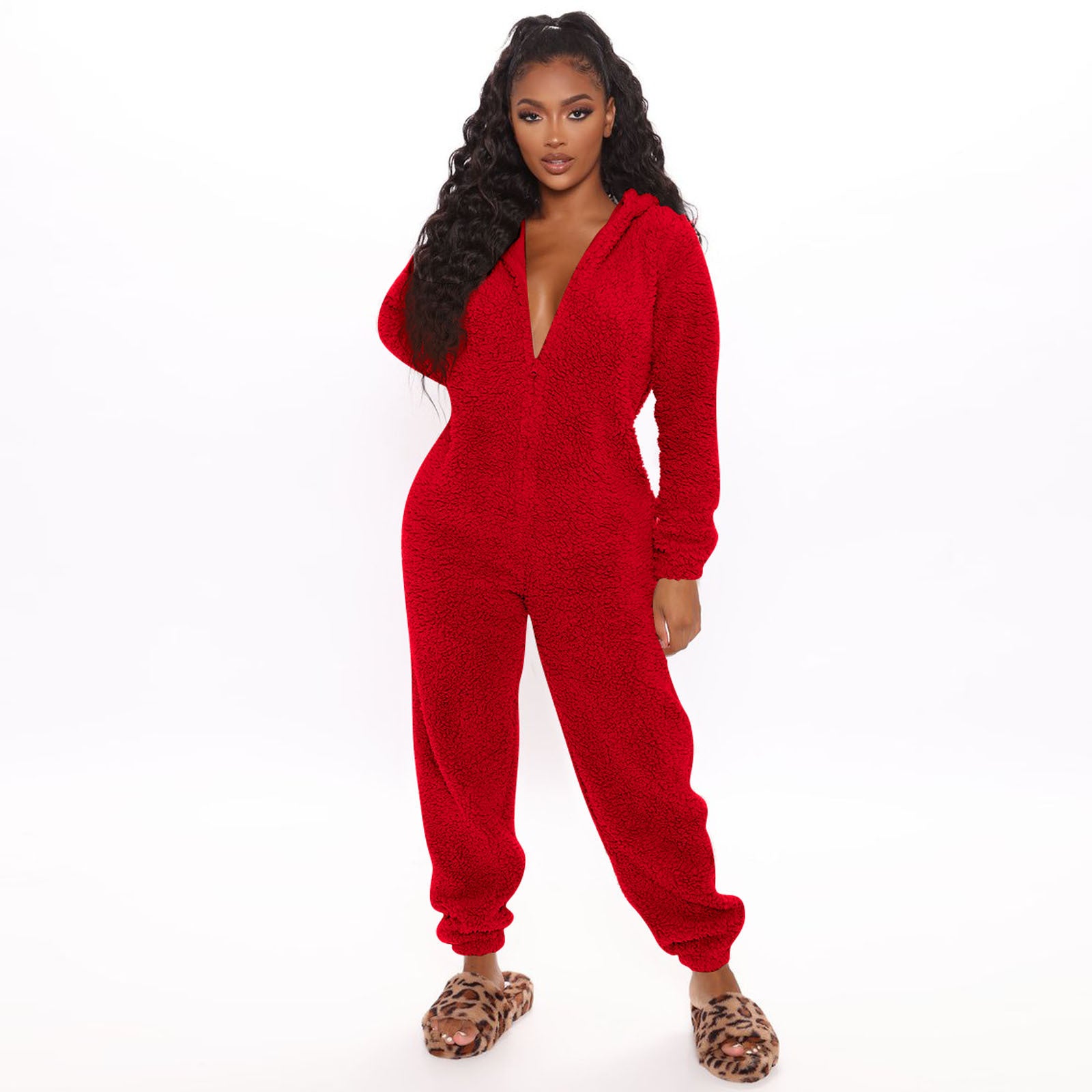 Women Long Sleeve Hooded Casual Jumpsuit 19