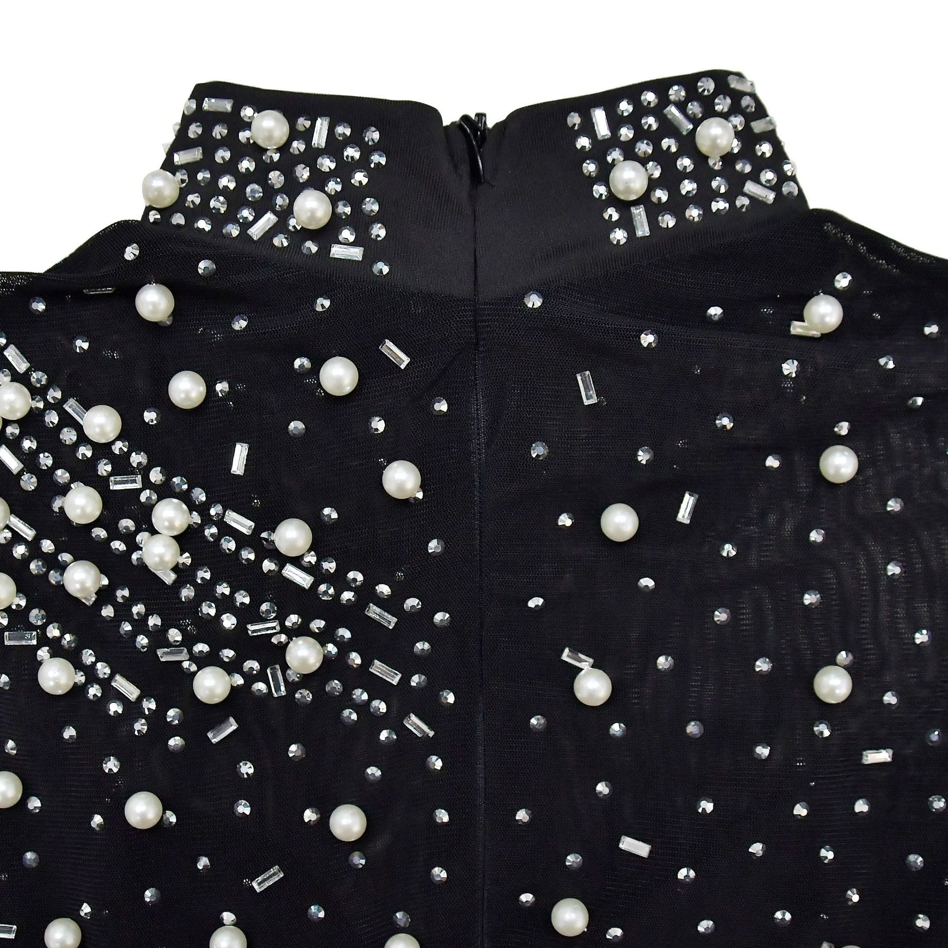 Fashion Women's Solid Color Beaded Mesh Sleeveless Long Dress 26