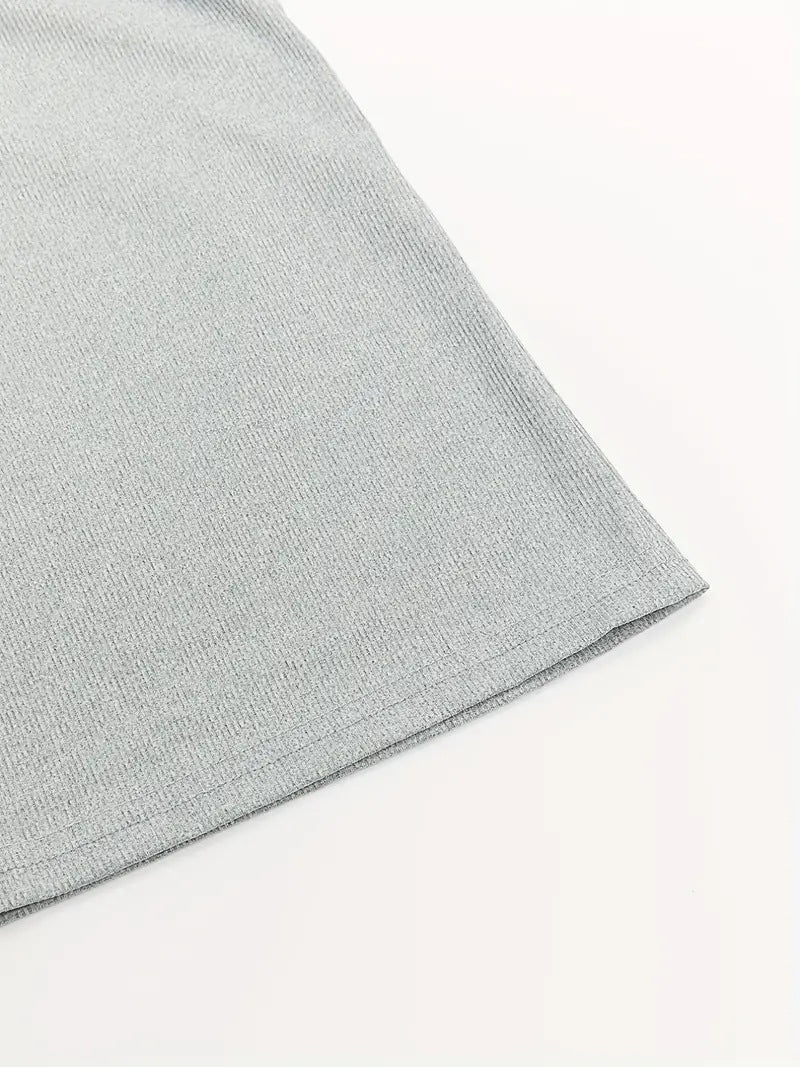 Fashion Ribbed Solid Color Square Neck Short Sleeve Slim Dress Women's Clothing 6