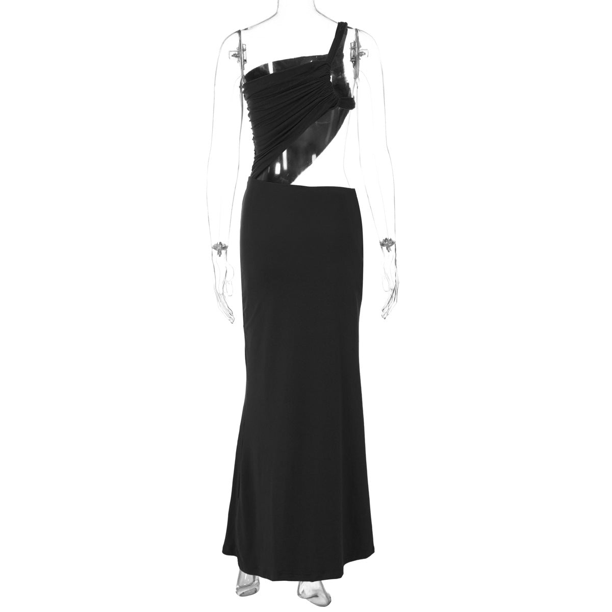 Sexy One-Shoulder Cut-Out Open Waist Slim Long Dress 25