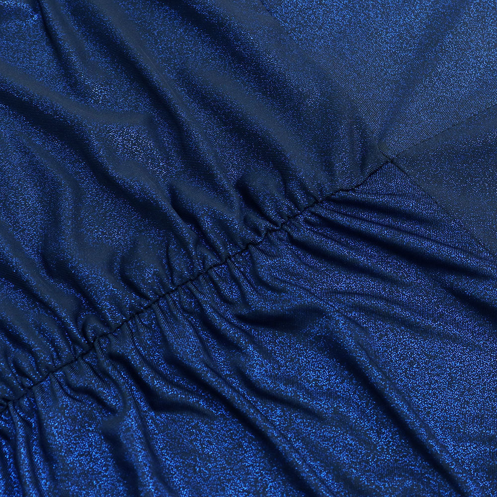 Women Chic Pleated Puff Sleeve Slit Mermaid Dress 10