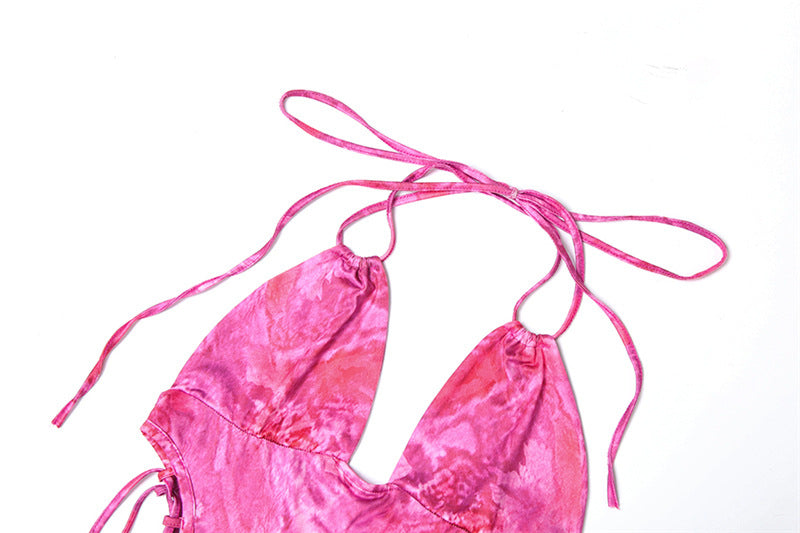 Spring Fashion Sexy Hollow Print Low Back Halter Neck Slim Fit Jumpsuit 10