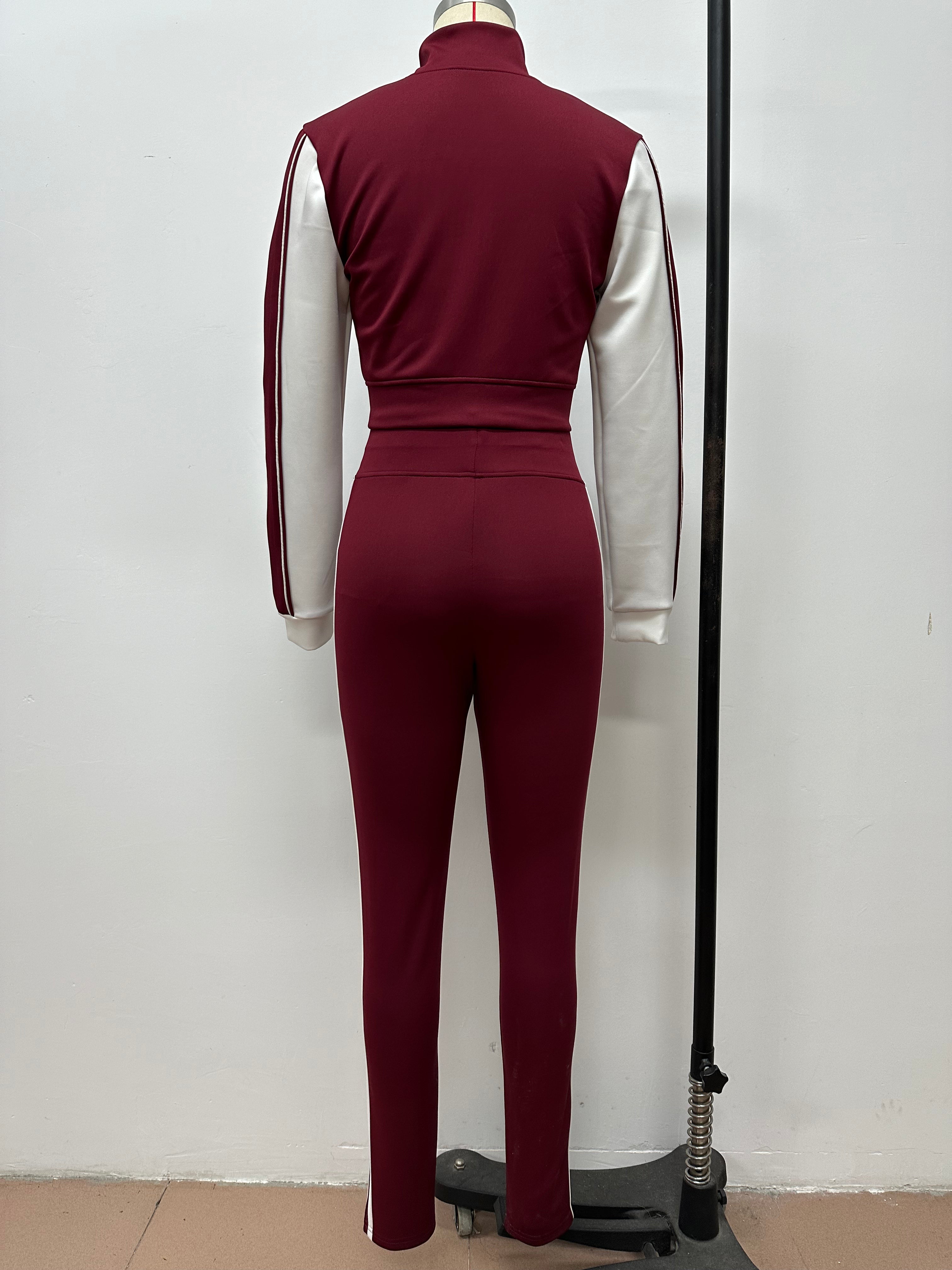 Fashionable Contrast Crop Sports Casual Two Piece Pants Set 8