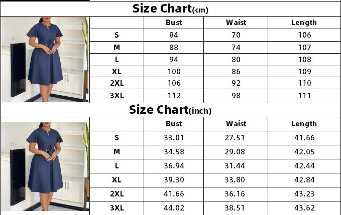 Women’s Summer Lace-Up Short Sleeve Plus Size Solid Color Chic Dress 11