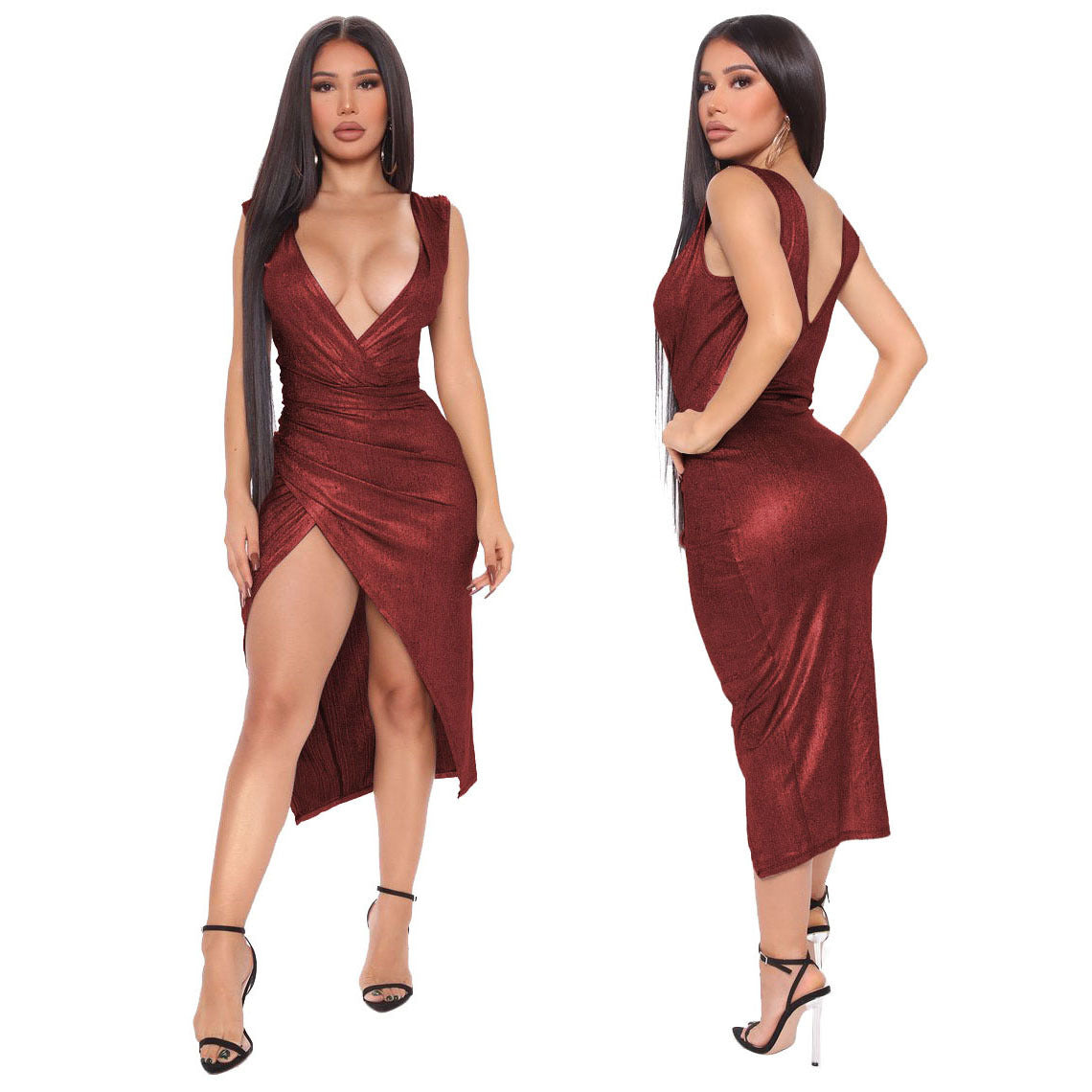 Women Sexy V-Neck Dress 6