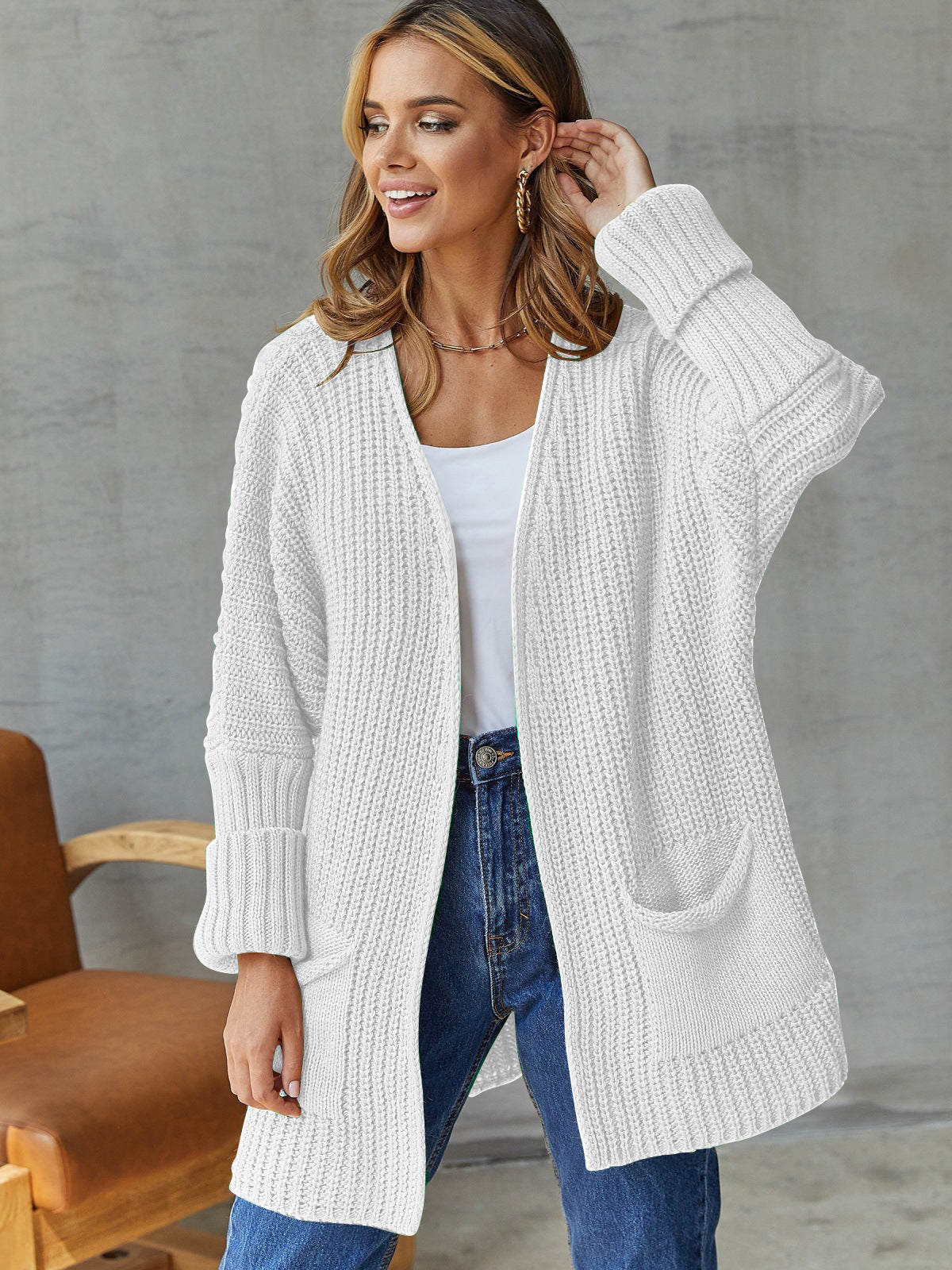 Knitting Sweater Women's Casual Style Loose Coat Plus Size Casual Cardigan 6