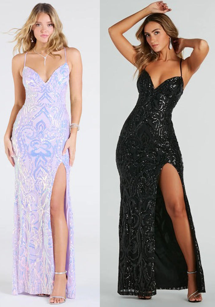 Women Party Sequined V-Neck Sexy Evening Dress