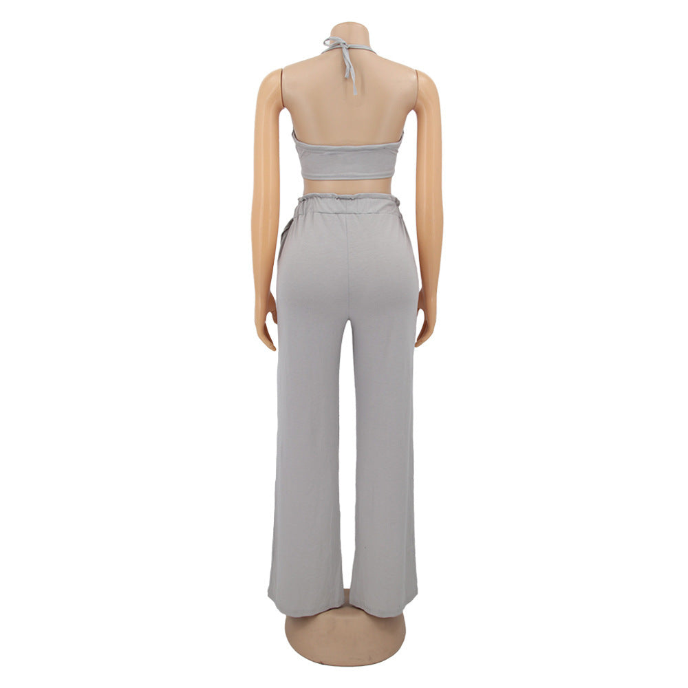 Women Bow Suspender Top and Pant French Summer Two-piece Set 11