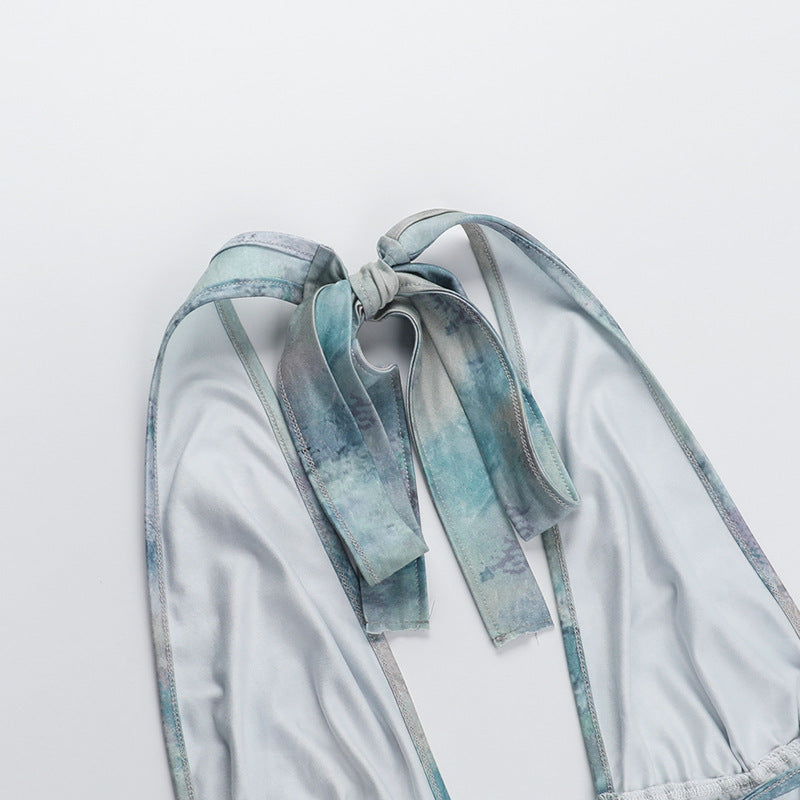 Women summer Holidays V Neck hollow ruffled Halter Neck dress 14