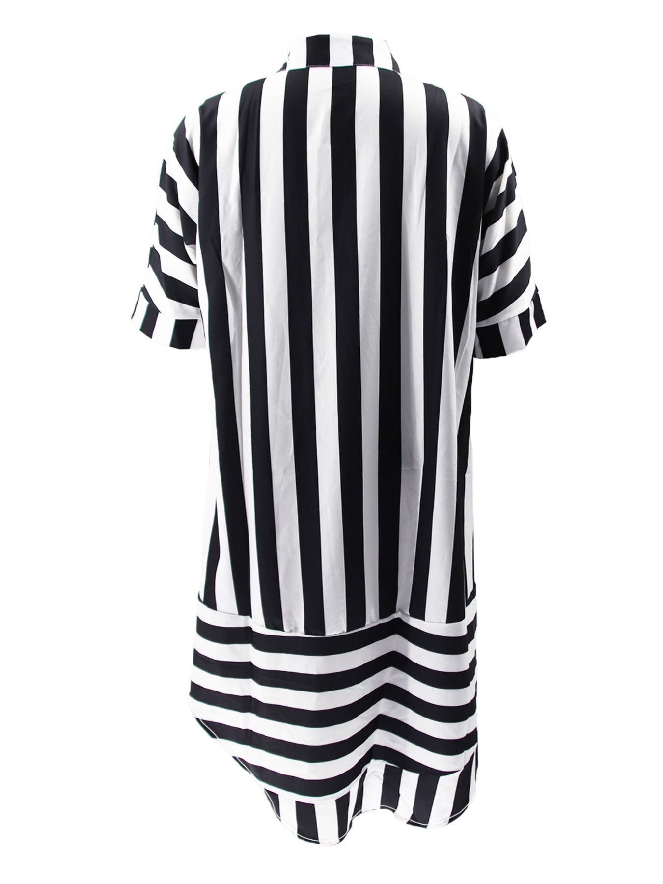 Plus Size Women Summer Striped Printed Short Sleeve Loose Casual Shirt Dress 10