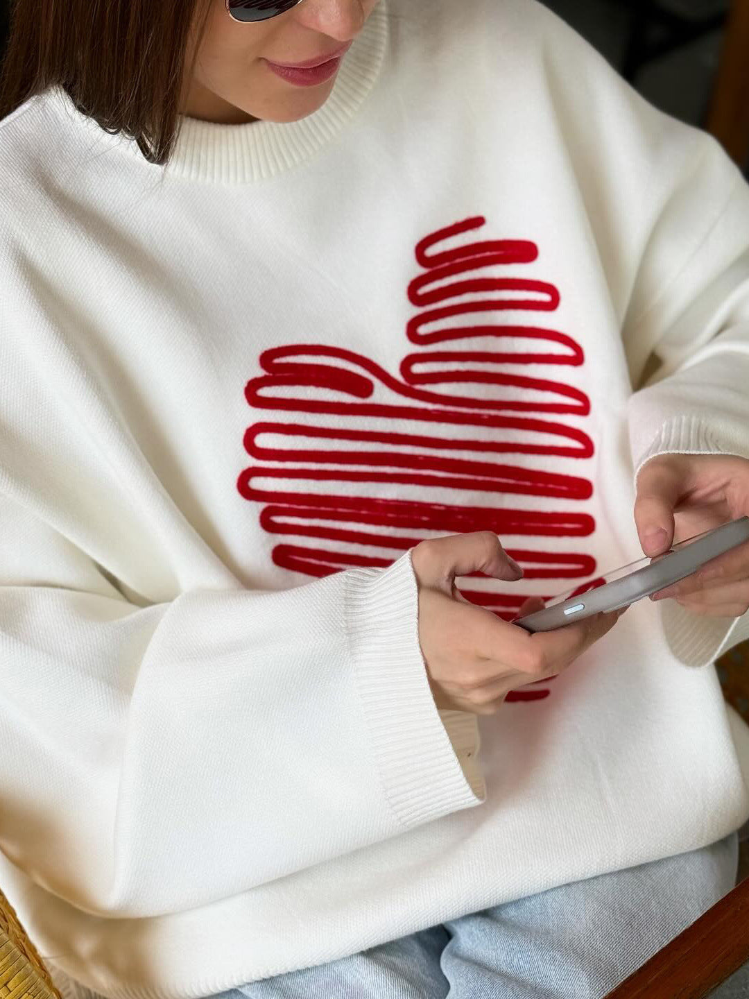 Women Heart Print sweater Top 6