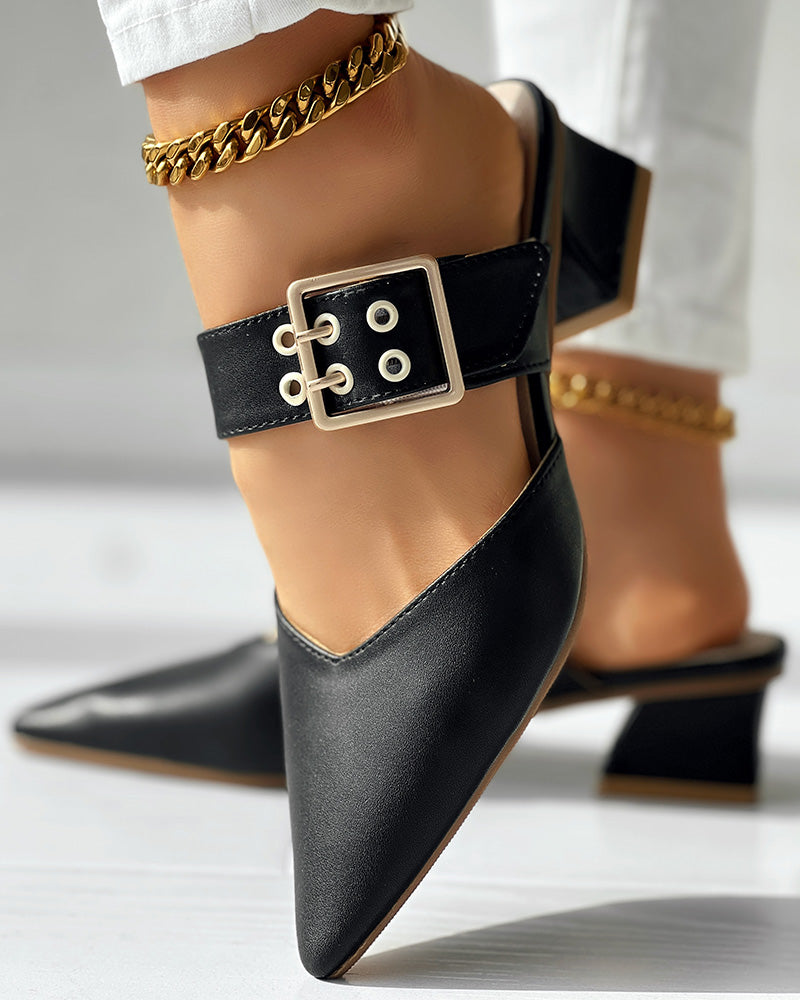 Women Multi-Color Chunky Heel Flower High Heels 4